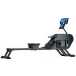 Skandika Rudergerät Nemo III Hybrid | Wasser- und Magnetwiderstand, 32 elektrische Widerstandsstufen, 15 Programme, bis 200 cm, App-kompatibel, aufstellbar | Wasserrudergerät, Fitnessgerät für Zuhause