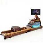 Sportstech Rudergerät Wasser für Zuhause, Deutsche Qualitätsmarke, zert. FSC® Eichenholz, authentisches Rudererlebnis, klappbar, LED-Wassertank, 10" oder 21,5" Display mit App, 360° drehbar, AquaElite
