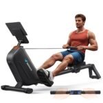 MERACH Rudergerät für Zuhause Klappbar, Magnet Leises Rudermaschine mit Exklusiver APP, Verbesserte und Verlängerte Führungsschienen Sorgen für Mehr Bewegungsfreiheit