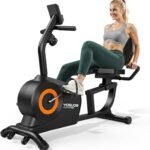 YOSUDA Liegeergometer, 16 Widerstufen, Magnetbremse, Leise Liegerad Heimtrainer, verstellbarer Sitz, einfache Montage, LCD-Display und Pulssensoren, 160kg, Heimtrainer Fahrrad für Zuhause