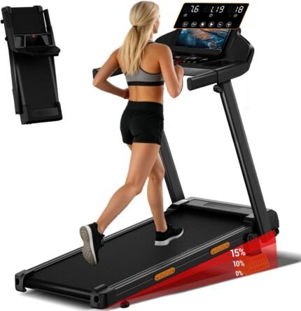 CURSOR Laufband für Zuhause mit Steigung 15%, 12KM/H Laufbänder, Treadmill for Home mit Handgriff,Max Belastung 136KG