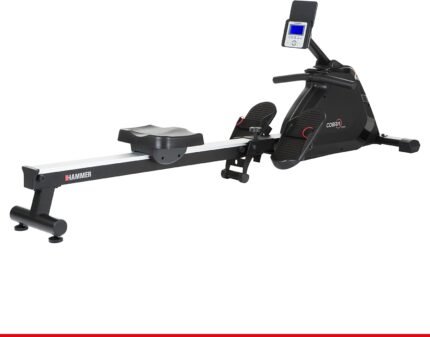 Hammer Rudergerät Cobra XTR Plus II für zu Hause – Rudermaschine mit innovativem Trainingscomputer, Smartphone-/Tablethalterung, bis 130 kg Nutzergewicht, 232 x 55 x 75 cm, Schwarz, 4532
