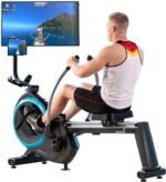 Skandika Rudergerät für Zuhause Nordlys | ECHTES RUDERGEFÜHL durch kugelgelagerte Schwenkarme, Klappbar, Magnetwiderstand, 16 Stufen, 21 Trainingsprogramme, Bluetooth, Kinomap-App, Rudermaschine