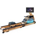 Sportstech Rudergerät Wasser für Zuhause, Deutsche Qualitätsmarke, zert. FSC® Eichenholz, authentisches Rudererlebnis, klappbar, LED-Wassertank, 10" oder 21,5" Display mit App, 360° drehbar, AquaElite