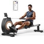 ONETWOFIT Rudergerät Für Zuhause Klappbar Pro, Stepper Für Zuhause, 16 Stufen des Stillen Widerstands Fitnessgeräte, Crosstrainer 160 Kg Kapazität, App-Kompatibel