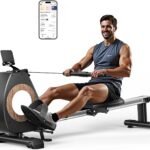 ONETWOFIT Rudergerät Für Zuhause Klappbar Pro, Stepper Für Zuhause, 16 Stufen des Stillen Widerstands Fitnessgeräte, Crosstrainer 160 Kg Kapazität, App-Kompatibel