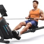 MERACH Rudergerät für Zuhause Klappbar, Magnet Leises Rudermaschine mit Exklusiver APP, Verbesserte und Verlängerte Führungsschienen Sorgen für Mehr Bewegungsfreiheit