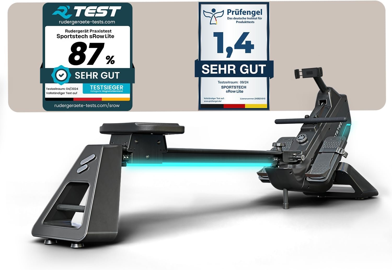61sclfWjasL._AC_SL1500 Sportstech sRow 10inch/Lite, Premium Rudergerät für zuhause, Rudermaschine, Rudergerät Wasser mit Touch-Display & Smart Knob, App-Workouts, Fitnessgeräte für Zuhause