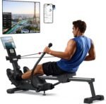 MERACH Rudergerät für Zuhause, Innovativ Doppelpaddel mit Mehreren Trainingsmodi, Ganzkörpertraining mit der MERACH APP, über 1000 Champion-Kurse, Simuliert Echtes Rudern