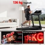 UMAY Laufband mit Steigung 14km/h, Laufband Für Zuhause Klappbar mit 3,0 PS Motor und 3 Steigungsstufen, Foldable Treadmill for Home mit 12 Trainingsprogrammen, Max Belastung 136KG