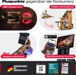 Sportstech WRX1000 Rudergerät für Zuhause, Wasser Rudergerät klappbar aus Massivholz mit LED-Wassertank, Rudermaschine mit App und Tablethalterung, Water Rower Premium Fitnessgeräte für zuhause