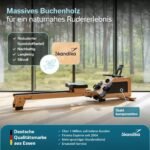 Skandika Rudergerät für Zuhause Torin P6-G | Rudergeräte Krafttraining, mit Eigenantrieb, Rahmen aus Echtholz, Magnetbremse 32 Stufen, Bluetooth & Kinomap App kompatibel, Aufstellfunktion, bis 150 kg