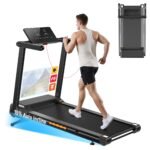 Laufband für Zuhause mit Automatische Steigung, 3,5-4,5PS Klappbar Laufband mit Steigung, 15"- 18" Zoll Breit LED Anzeige & 12 HIIT-Programme, 136-180kg Tragkraft, Voll Vormontiert