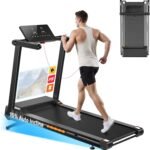 Laufband für Zuhause mit Automatische Steigung, 3,5-4,5PS Klappbar Laufband mit Steigung, 15"- 18" Zoll Breit LED Anzeige & 12 HIIT-Programme, 136-180kg Tragkraft, Voll Vormontiert