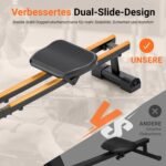 Dripex Rudergerät für Zuhause, Rudergeräte bis 160 kg Belastbar, Magnetisches Rudergerät mit 16 Widerstandsstufen, Verbesserte Doppelschienen, Bluetooth App Verbindung, LCD-Monitor, Leise Platzsparend