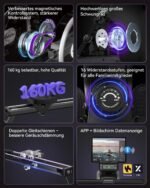 [2026 Neu] Rudergerät für Zuhause, DMASUN Magnetisches Rudergerät mit Upgrade Doppel-Slide-Rails, APP-Verbindung, 16 Widerstandsstufen, LCD-Datenanzeige, ideal für Cardio-Training, Bis 160kg Belastbar
