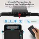 Laufband für Zuhause mit Neigung bis 14 km/h, Laufband Klappbar mit Schreibtisch-Workstation, LED-Anzeige, Fernbedienung und App-Steuerung, kompakte Walking Pad für Zuhause und Büro