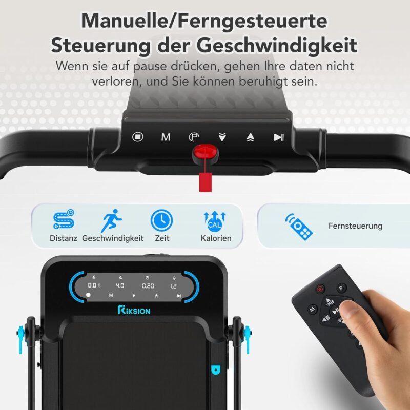 Laufband für Zuhause mit Neigung bis 14 km/h, Laufband Klappbar mit Schreibtisch-Workstation, LED-Anzeige, Fernbedienung und App-Steuerung, kompakte Walking Pad für Zuhause und Büro