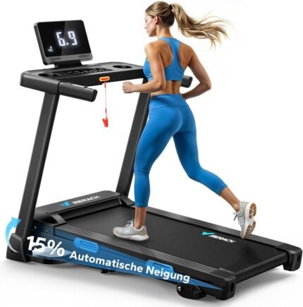 MERACH Laufband Für Zuhause mit Steigung, 6%-18% Automatische Neigung, 12km/h/14km/h Laufband Klappbar, 2.5HP/3.5HP Walking Pad, Treadmill for Home Max 136KG/159KG, 42*108CM/46*120CM, Laufbänder APP