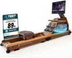 Sportstech Rudergerät Wasser für Zuhause, Deutsche Qualitätsmarke, zert. FSC® Eichenholz, authentisches Rudererlebnis, klappbar, LED-Wassertank, 10" oder 21,5" Display mit App, 360° drehbar, AquaElite