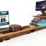 Sportstech Rudergerät Wasser für Zuhause, Deutsche Qualitätsmarke, zert. FSC® Eichenholz, authentisches Rudererlebnis, klappbar, LED-Wassertank, 10" oder 21,5" Display mit App, 360° drehbar, AquaElite