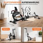 Pooboo Magnetisches Rudergerät mit Einer Tragkraft von 360 lb, klappbares Ruderer mit kombinierten Kraftübungen, Tablet-Halterung und bequemem Sitzkissen, Rudergerät für den Heimgebrauch