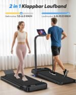 Laufband für Zuhause, 2 in 1 Walking Pad Klappbar mit Steigung, 3.0PS Klappbar Laufband für Zuhause & Büro mit LED-Anzeige, Schreibtisch Treadmill Leise, APP, Bis 145 kg, Keine Installation