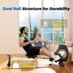 ONETWOFIT Rudergerät Für Zuhause Klappbar Pro, Stepper Für Zuhause, 16 Stufen des Stillen Widerstands Fitnessgeräte, Crosstrainer 160 Kg Kapazität, App-Kompatibel