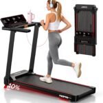 JOROTO Laufband für Zuhause mit Steigung 10%, Laufband Klappbar bis 12 km/h, mit LED-Display, Bluetooth App-Kompatibel, 2.75 HP Walking Pad für Zuhause & Büro, bis130 kg