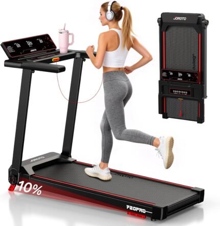 JOROTO Laufband für Zuhause mit Steigung 10%, Laufband Klappbar bis 12 km/h, mit LED-Display, Bluetooth App-Kompatibel, 2.75 HP Walking Pad für Zuhause & Büro, bis130 kg