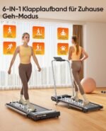6 IN 1 Laufband für Zuhause mit Neigung,12km/h Walking Pad mit 9% Steigung,2.5HP Klappbar Laufband für Zuhause & Büro,2-LED-Anzeige,120KG,Keine Installation