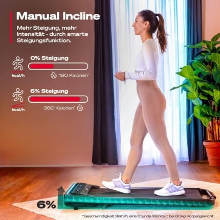 Sportstech Laufband Walking Pad für Zuhause und Schreibtisch, mit manueller Steigung, Walking Pad & Treadmill, App, Fernbedienung, kompakt, leise, LED, Home Office, sWalk Lite/sWalk Lite Plus