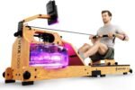 Sportstech WRX1000 Rudergerät für Zuhause, Wasser Rudergerät klappbar aus Massivholz mit LED-Wassertank, Rudermaschine mit App und Tablethalterung, Water Rower Premium Fitnessgeräte für zuhause