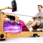 Sportstech WRX1000 Rudergerät für Zuhause, Wasser Rudergerät klappbar aus Massivholz mit LED-Wassertank, Rudermaschine mit App und Tablethalterung, Water Rower Premium Fitnessgeräte für zuhause