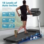 Kitopa Laufband für Zuhause, Treadmill bis 7PS und 20KM/H(12 MP/H), Profi Große Lauffläche Laufband mit 18 Steigung, Laufbander Klappbar mit interaktivem LCD-Display & Bluetooth, Laufbander bis 180KG