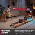 Sportstech Rudergerät Wasser für Zuhause, Deutsche Qualitätsmarke, zert. FSC® Eichenholz, authentisches Rudererlebnis, klappbar, LED-Wassertank, 10" oder 21,5" Display mit App, 360° drehbar, AquaElite