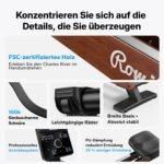 MERACH Rudergerät für Zuhause, Eigenerzeugung, Verbesserter Magnetischer Spitzenwiderstand von 60 kg, Automatische Widerstandsanpassung, Doppelte Holzschienen, LED-Anzeige, Professionelles (R21)