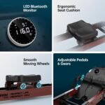 PASYOU Rudergerät für Zuhause aus Eiche, Wasserrudergerät klappbar mit Bluetooth Display &30 Tage kostenlose Kinomap-Mitgliedschaft,Rudermaschine mit Verstellbarer Tablethalterung 150kg belastbar PW60