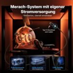 MERACH Rudergerät für Zuhause, Eigenerzeugung, Verbesserter Magnetischer Spitzenwiderstand von 60 kg, Automatische Widerstandsanpassung, Doppelte Holzschienen, LED-Anzeige, Professionelles (R21)