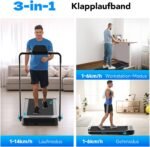 Laufband für Zuhause mit Neigung bis 14 km/h, Laufband Klappbar mit Schreibtisch-Workstation, LED-Anzeige, Fernbedienung und App-Steuerung, kompakte Walking Pad für Zuhause und Büro