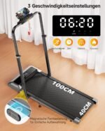 Laufband für Zuhause mit 12% Steigung, 12km/h Klappbar Laufband mit 1150MM Einziehbares Steigrohr, 6 in 1 Walking Pad, 95°/105° Drehbarer Steigrohr, 2.5HP Leiser Motor, Fernbedienung und App