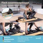 Skandika Rudergerät Rovek | Rudermaschine Holz, Rudergerät für Zuhause klappbar, Magnetwiderstand mit 32 Stufen, Kinomap App kompatibel, aufstellbar, bis 195 cm