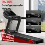 UMAY Laufband mit Steigung 14km/h, Laufband Für Zuhause Klappbar mit 3,0 PS Motor und 3 Steigungsstufen, Foldable Treadmill for Home mit 12 Trainingsprogrammen, Max Belastung 136KG
