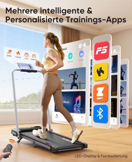 6 IN 1 Laufband für Zuhause mit Neigung,12km/h Walking Pad mit 9% Steigung,2.5HP Klappbar Laufband für Zuhause & Büro,2-LED-Anzeige,120KG,Keine Installation