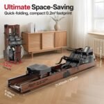 JOROTO Rudergerät für Zuhause, Holz Wasser Rudergerät Klappbar | Bluetooth-Verbindung zur Kinomap-App | Maximale Gewichtskapazität 150 kg | 16L Wassertank | 98% vorinstalliert