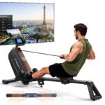 MERACH Rudergerät für Zuhause Klappbar, Magnet Leises Rudermaschine mit Exklusiver APP, Verbesserte und Verlängerte Führungsschienen Sorgen für Mehr Bewegungsfreiheit