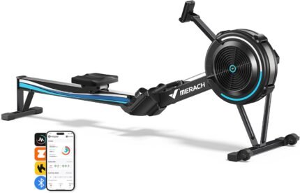 MERACH Rudergerät Luftwiderstand für Zuhause, 10 Stufen Einstellbar mit Exklusiver APP, Professionelles Indoor-Rudergerät, Ergonomischer Komfortsitz, Einfache Lagerung