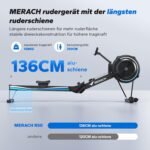 MERACH Rudergerät Luftwiderstand für Zuhause, 10 Stufen Einstellbar mit Exklusiver APP, Professionelles Indoor-Rudergerät, Ergonomischer Komfortsitz, Einfache Lagerung