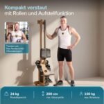 Skandika Rudergerät für Zuhause Torin P6-G | Rudergeräte Krafttraining, mit Eigenantrieb, Rahmen aus Echtholz, Magnetbremse 32 Stufen, Bluetooth & Kinomap App kompatibel, Aufstellfunktion, bis 150 kg