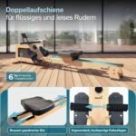 Skandika Rudergerät für Zuhause Torin P6-G | Rudergeräte Krafttraining, mit Eigenantrieb, Rahmen aus Echtholz, Magnetbremse 32 Stufen, Bluetooth & Kinomap App kompatibel, Aufstellfunktion, bis 150 kg